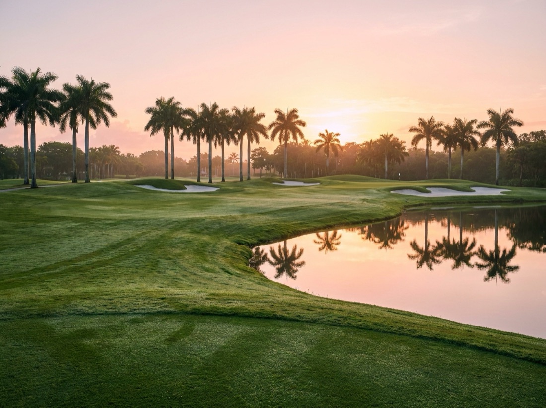 Naples golf course fairway at dawn