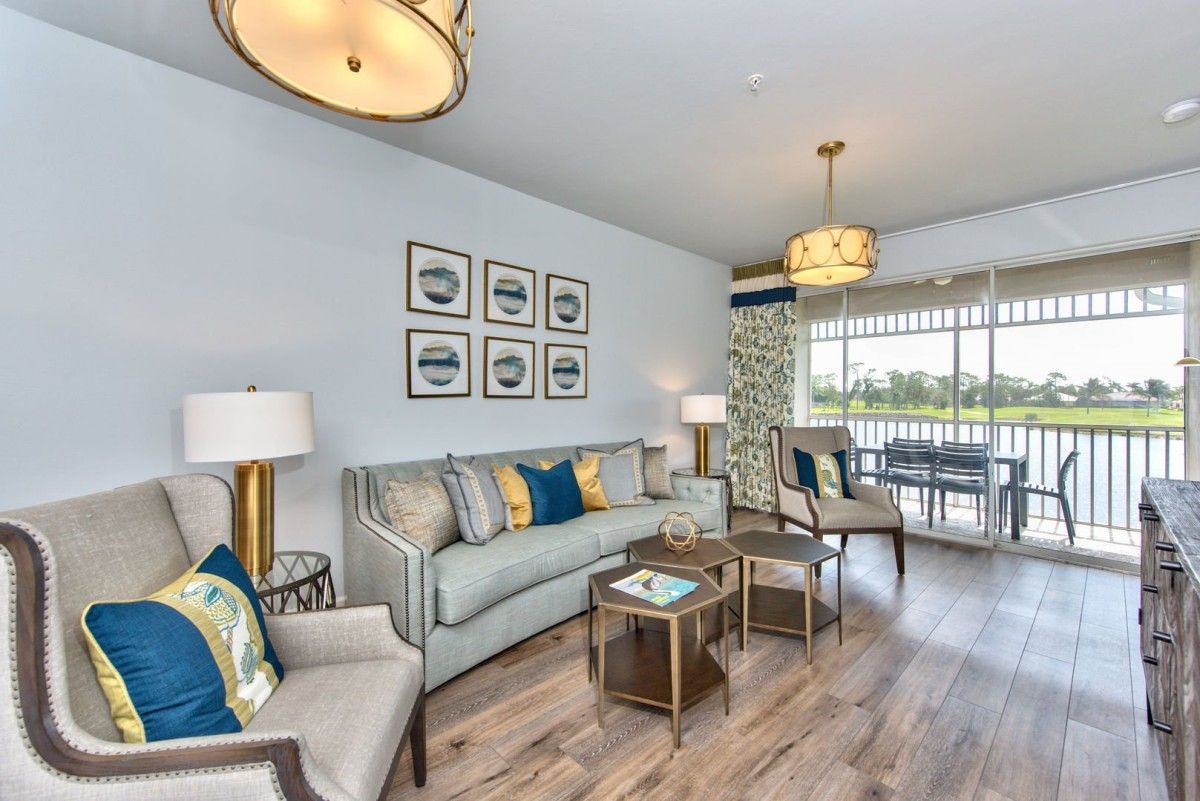 Living area overlooking lake 